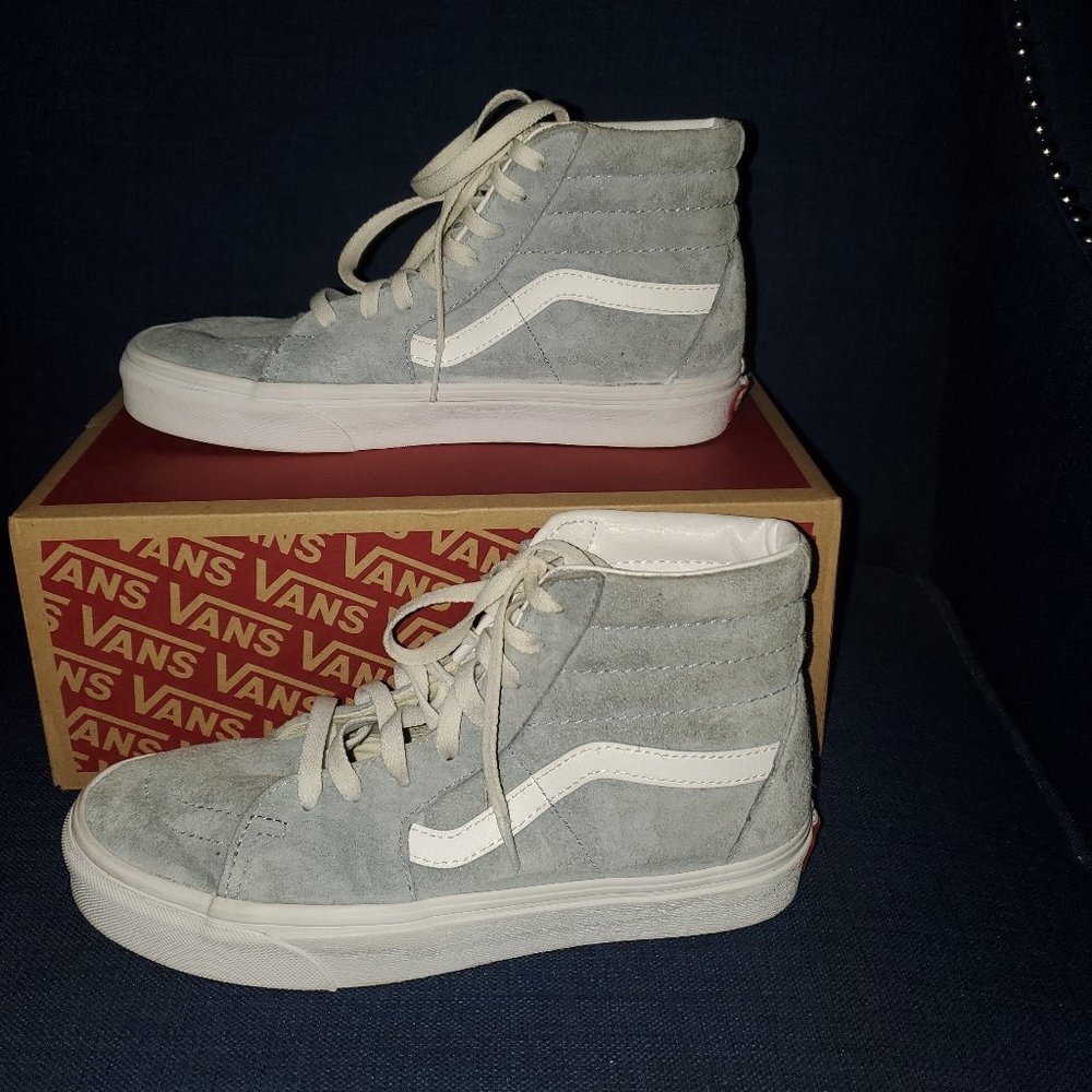 blueish gray high top vans